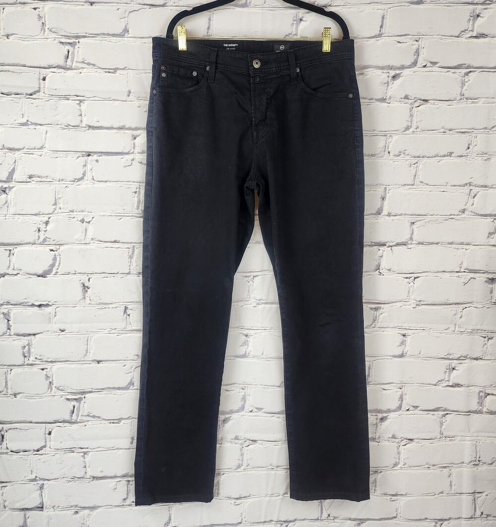 Ag Adriano Goldschmied Everet Slim Straight Jeans Mens 33/32 Black Blokecore